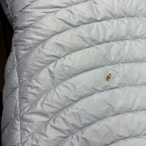 Patagonia Down Sweater Jacket XL Light Blue Yellow Womens Zip Up FLAWED READ - Picture 12 of 12